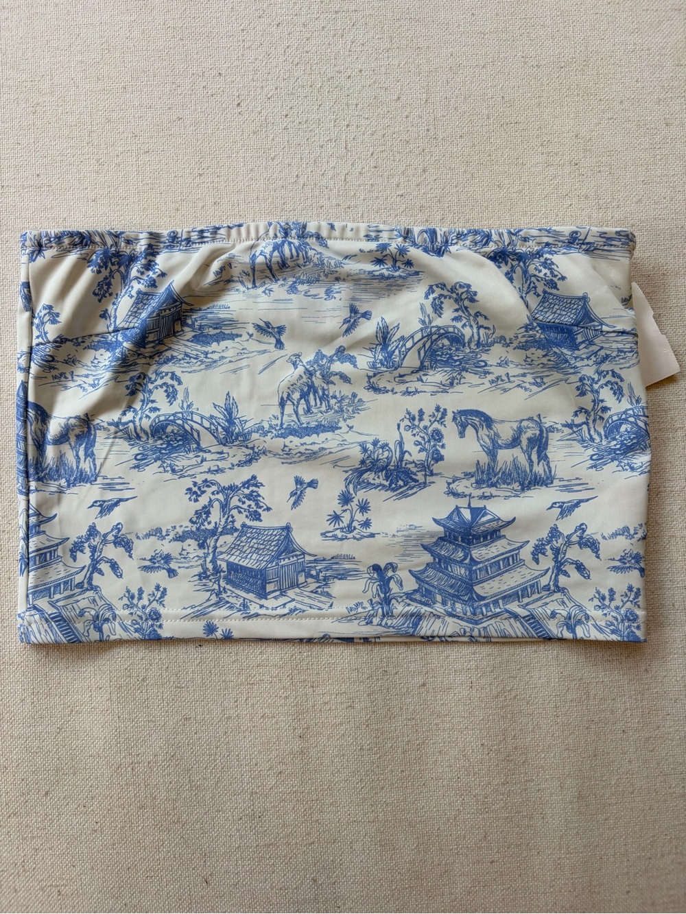Edikted Blue and White Toile Strapless Tube Top